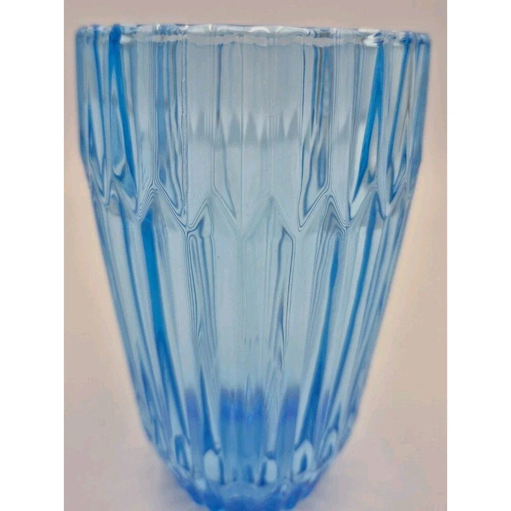 Crate & Barrel Set Of 4Glasses Tumblers Vibrant Blue Shabby Chic Two Sizes 5